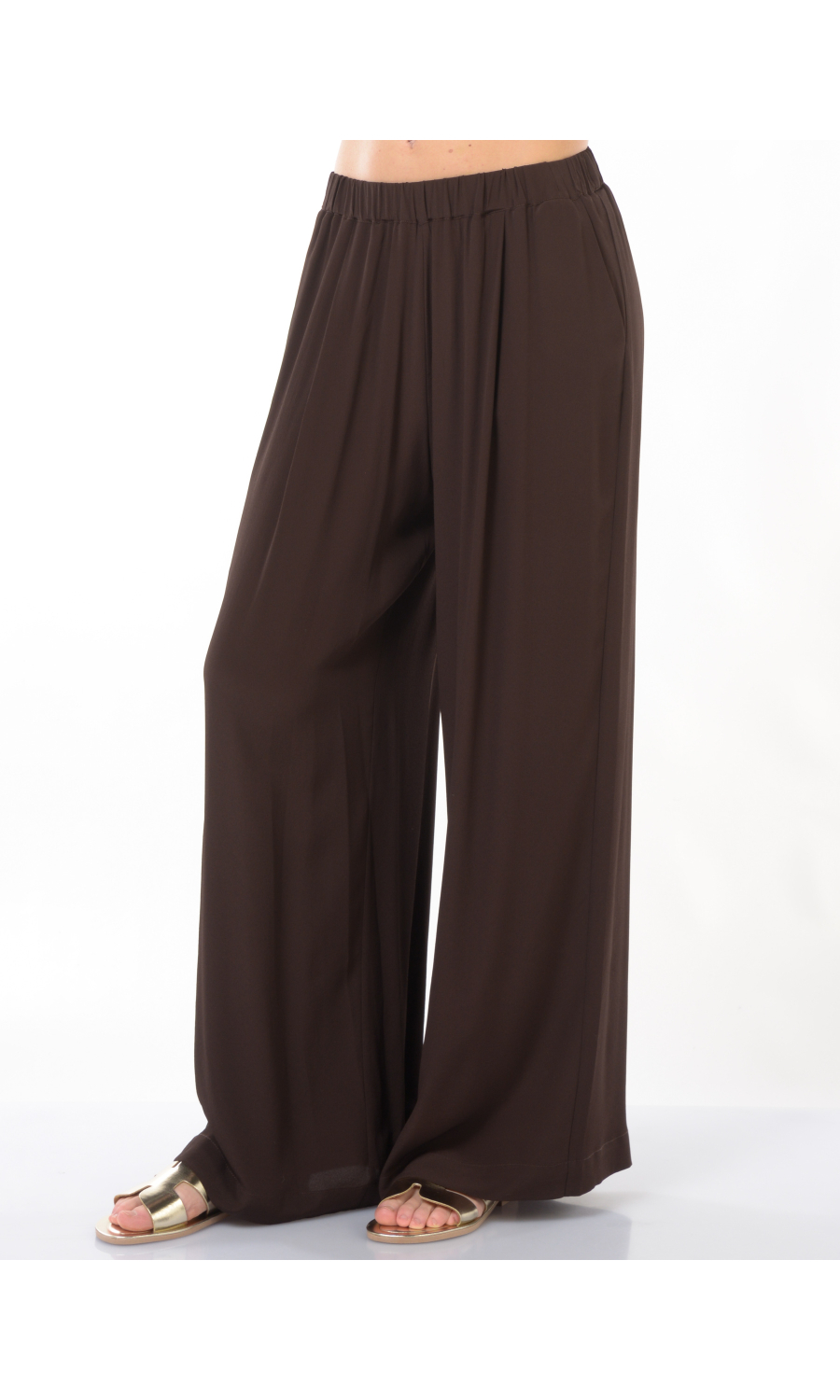 pantalone da donna Meimeij in misto seta con elastico