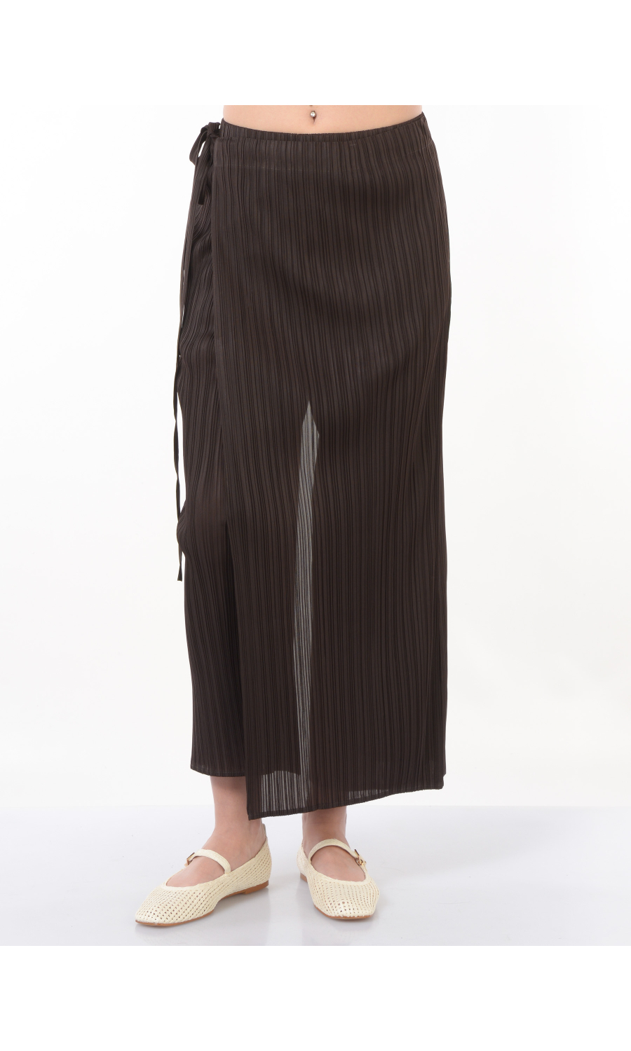 pantalone da donna Meimeij effetto plissettato con pannello