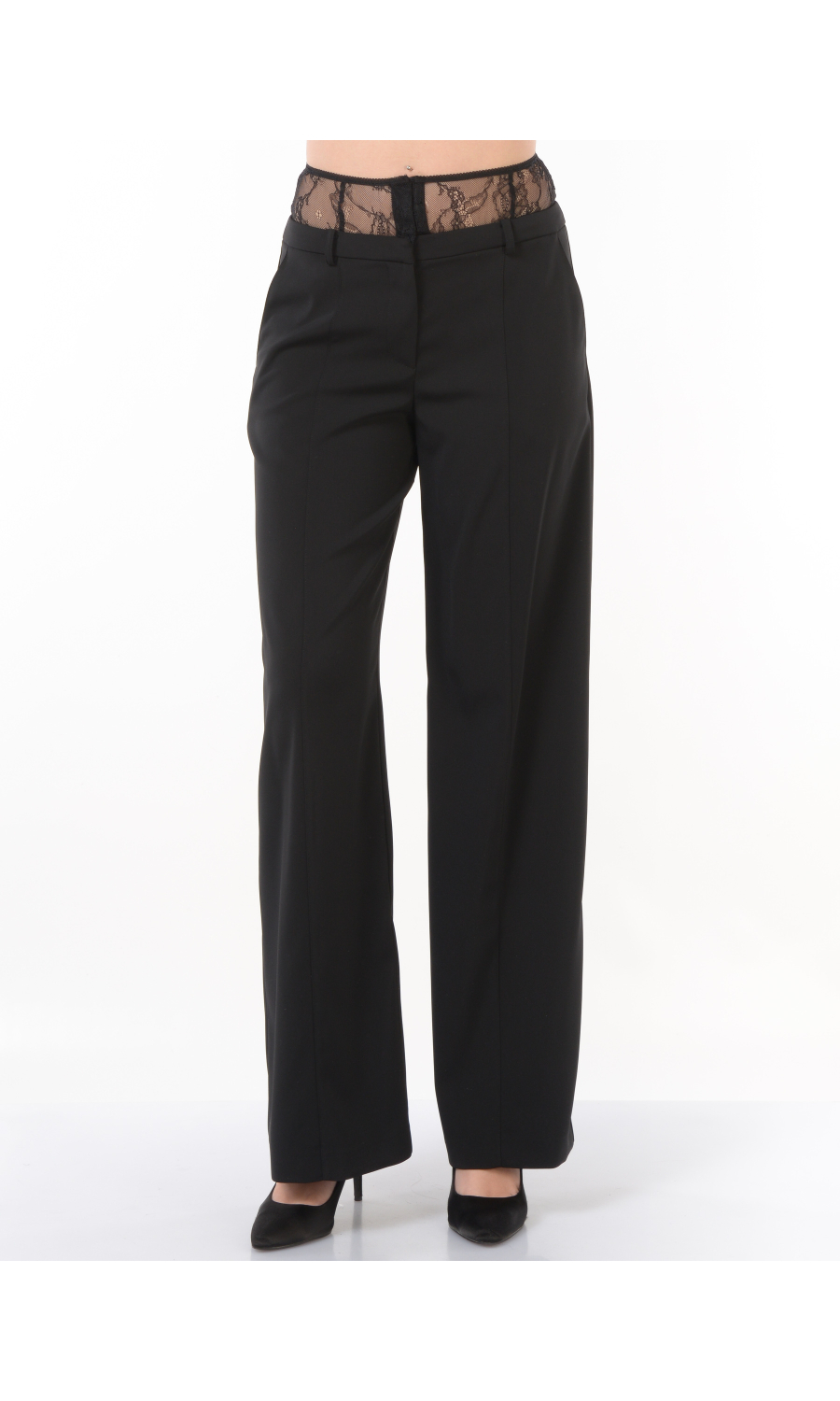 pantalone da donna Patrizia Pepe a palazzo con inserto in pizzo