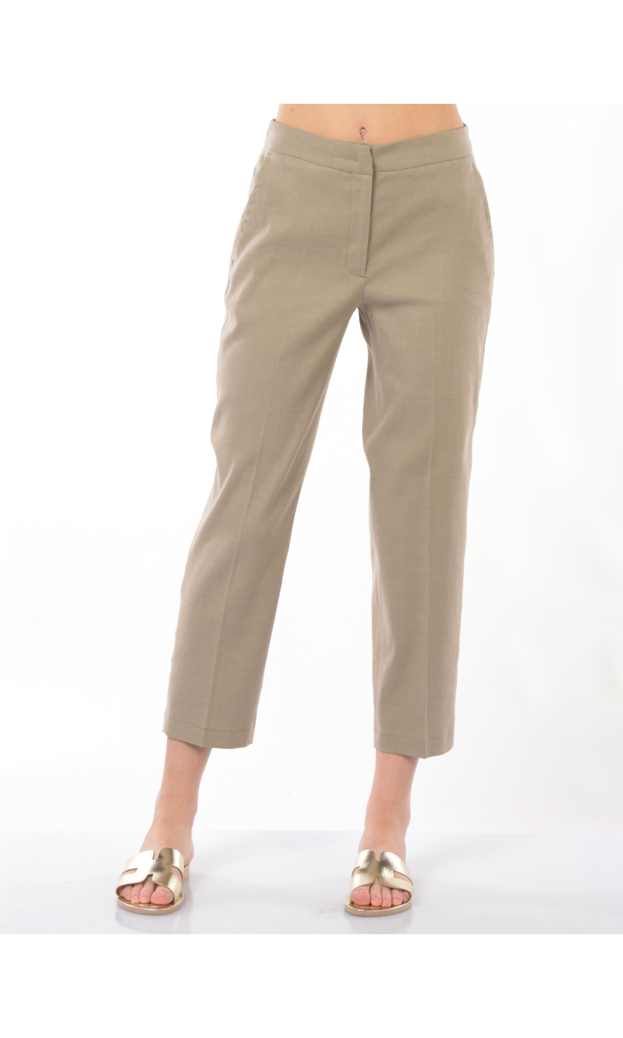 pantalone da donna Seventy chino in misto lino con elastico