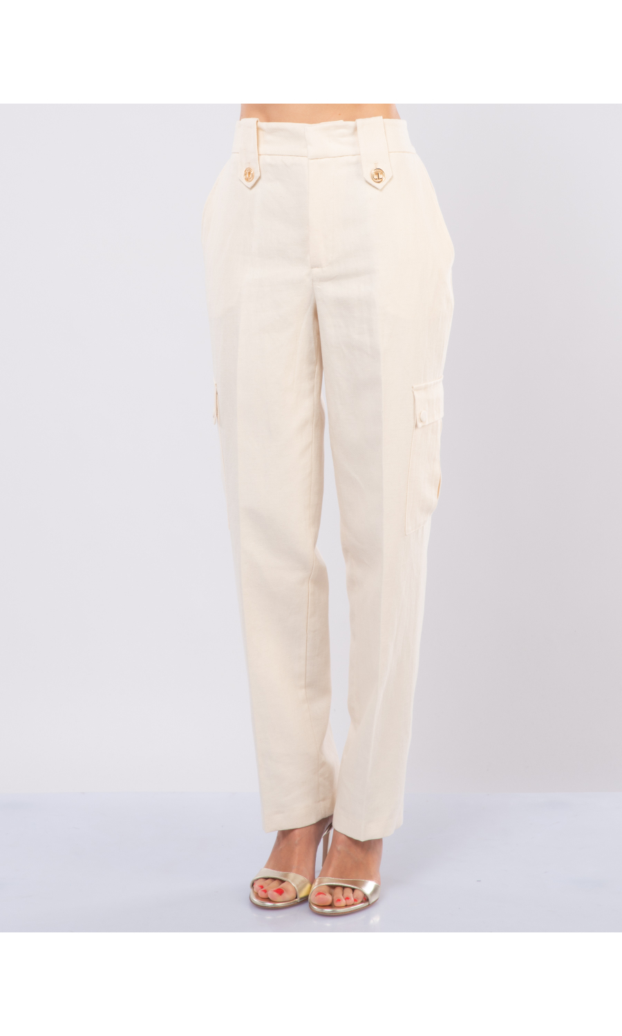 pantalone da donna Twinset cargo in cotone e lino