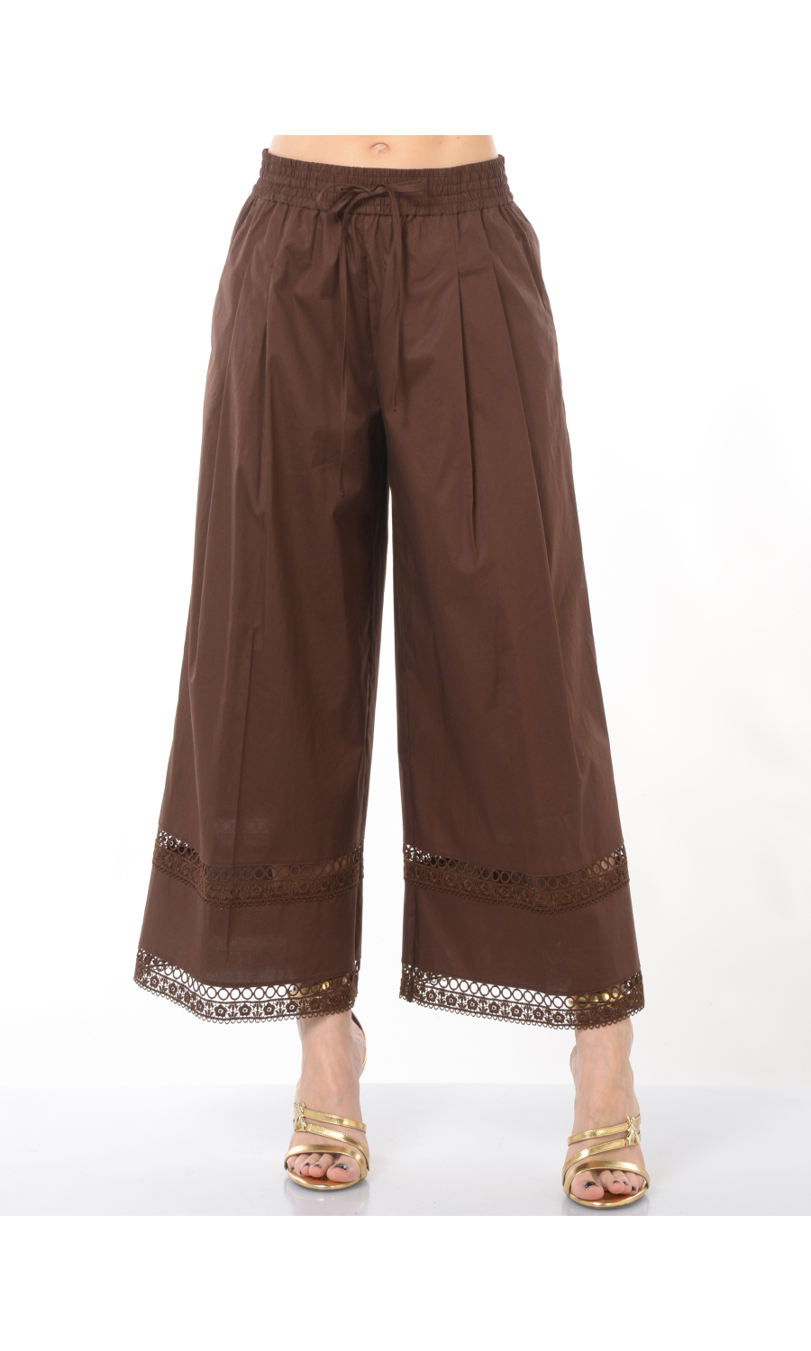 pantalone da donna Twinset ampio e cropped con inserti