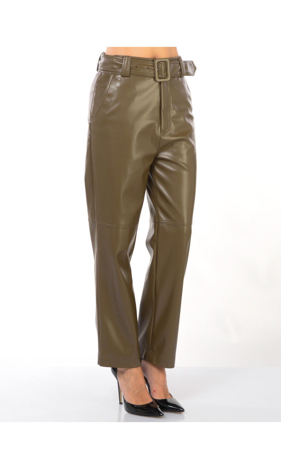 pantalone da donna Twinset in ecopelle con cintura
