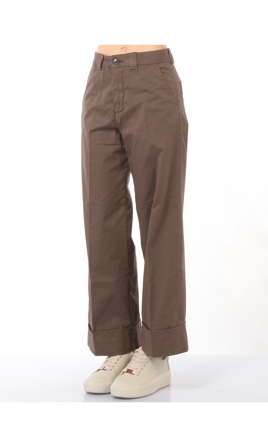 pantalone da donna White Sand ampio e cropped con balza