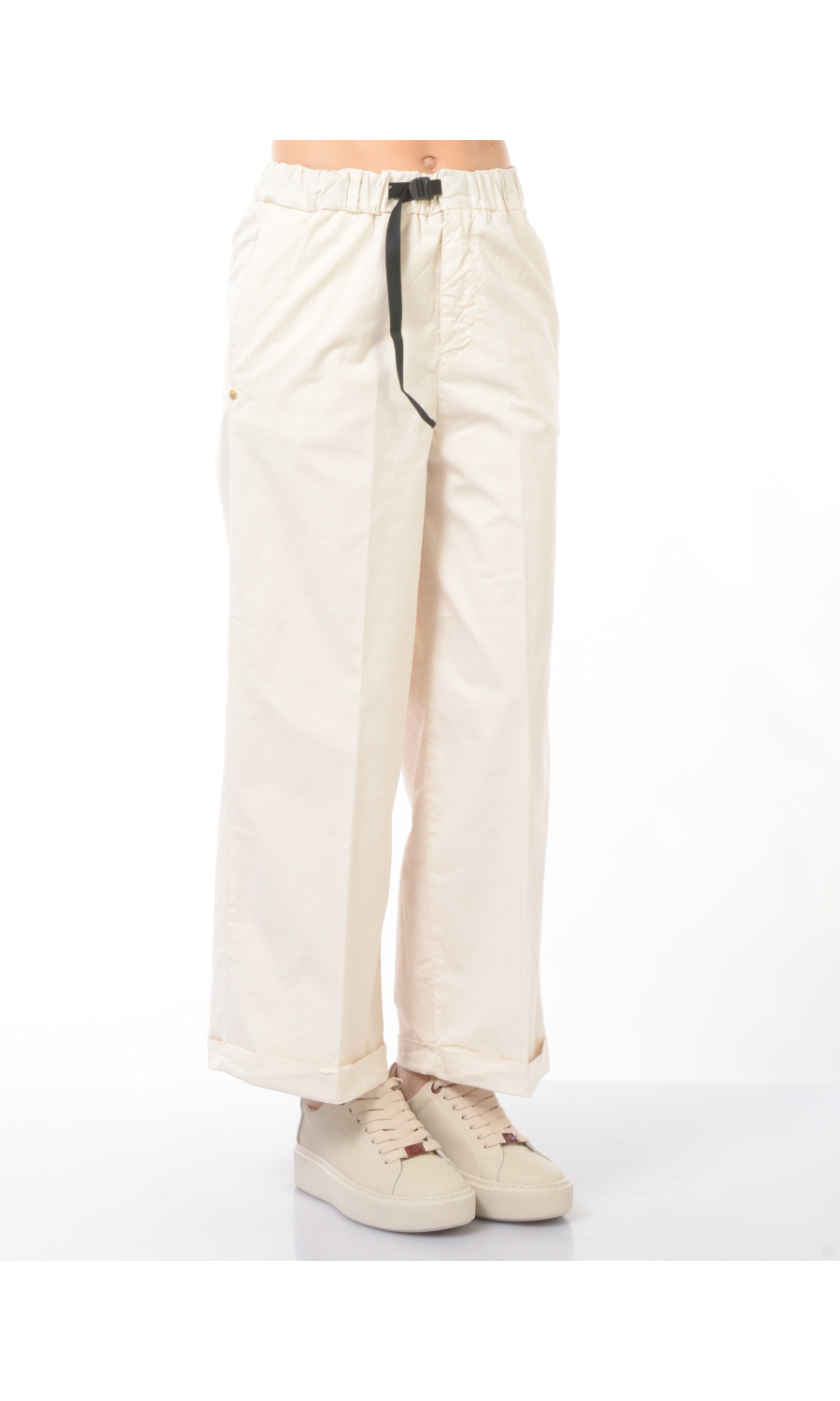 pantalone da donna White Sand ampio e cropped con elastico