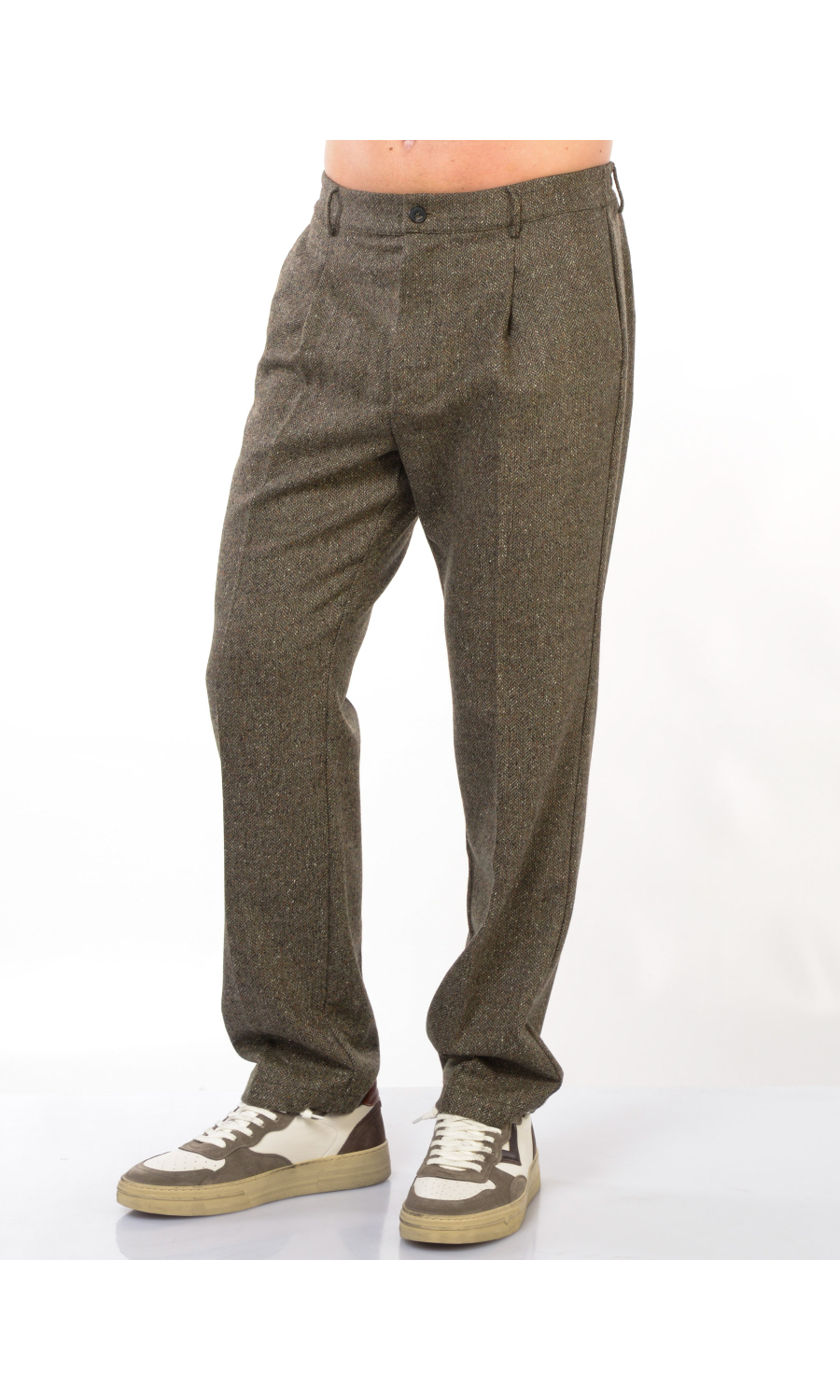 pantalone da uomo Cruna chino in misto lana effetto melange