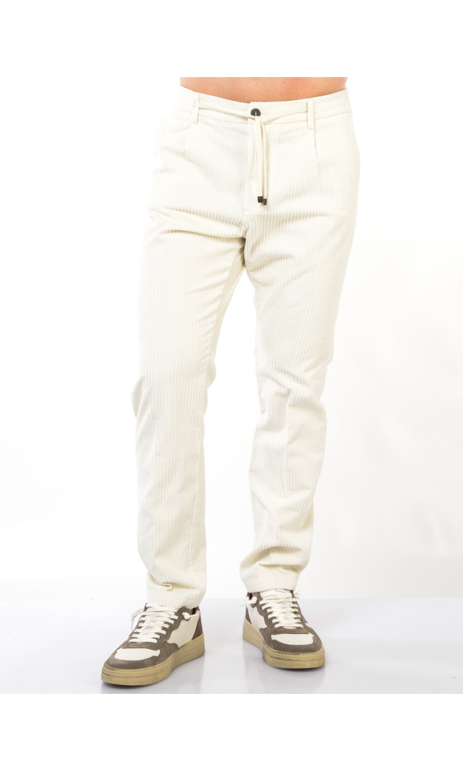 pantalone da uomo Cruna in velluto rigato con coulisse