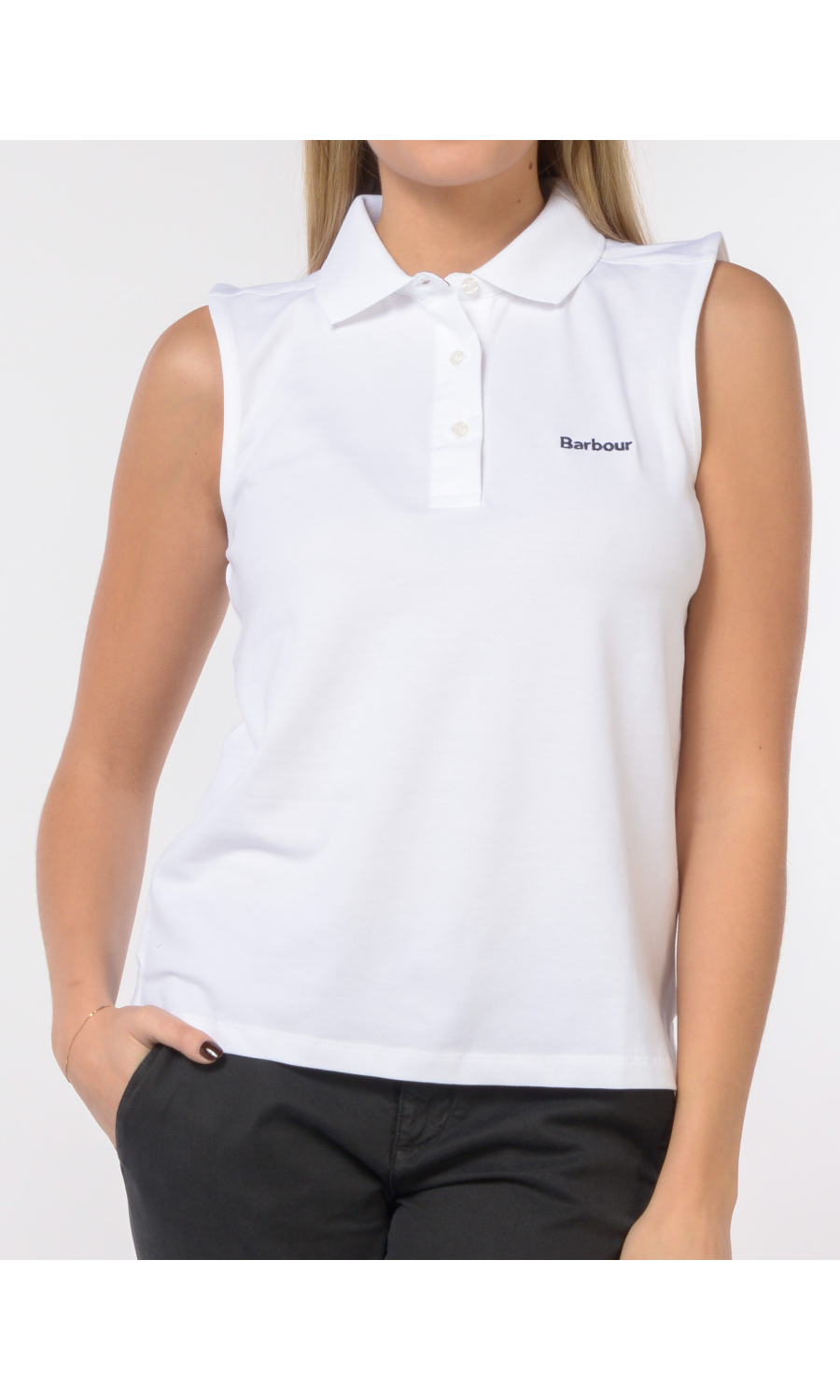 polo da donna Barbour senza maniche con logo