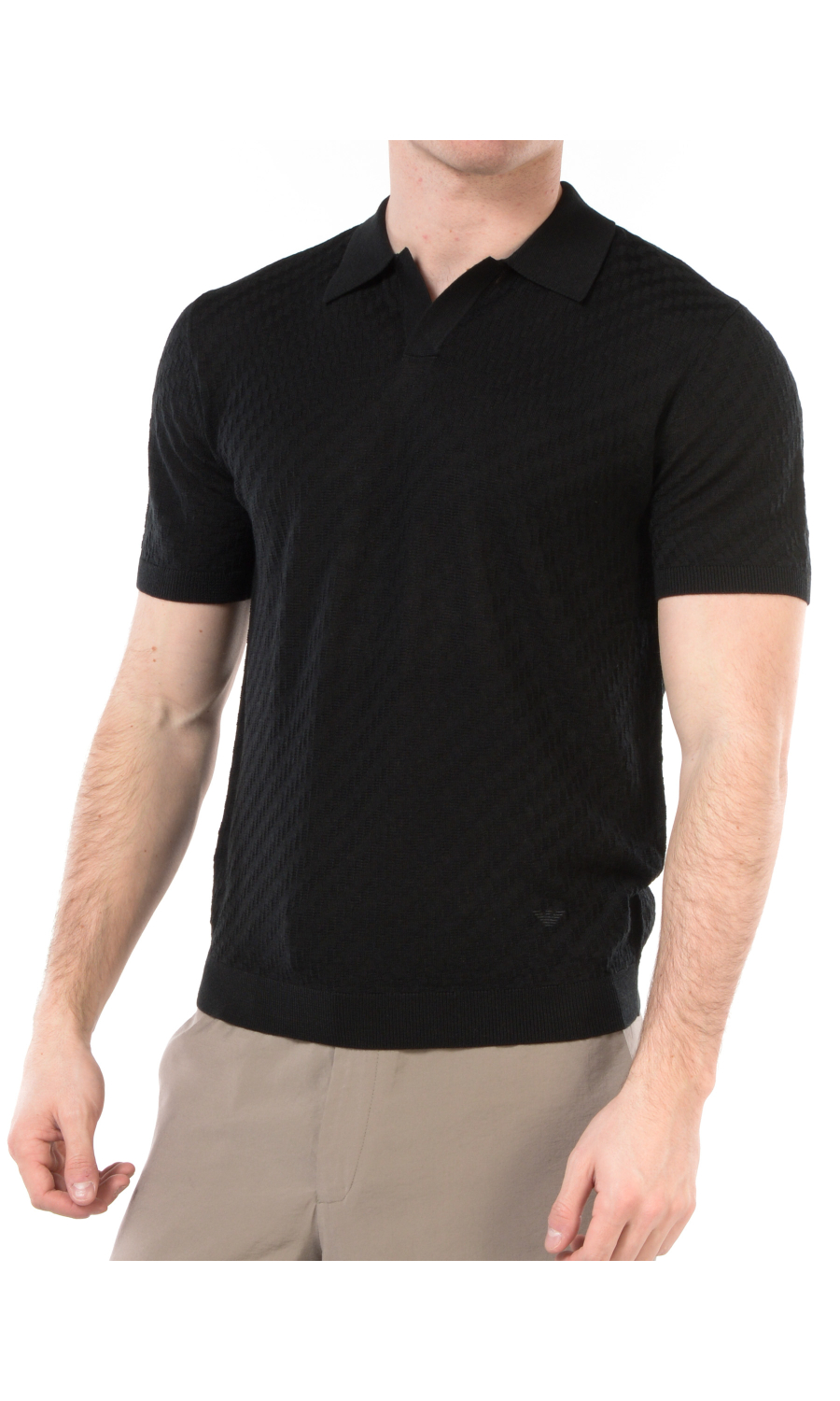 polo da uomo Emporio Armani in maglia con lavorazione