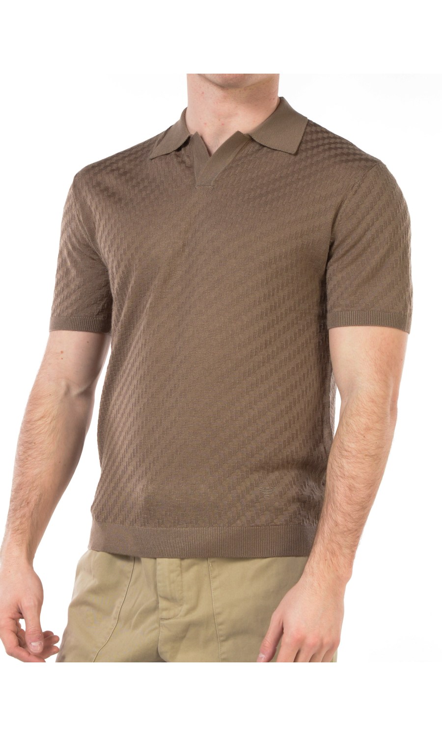 polo da uomo Emporio Armani in maglia con lavorazione