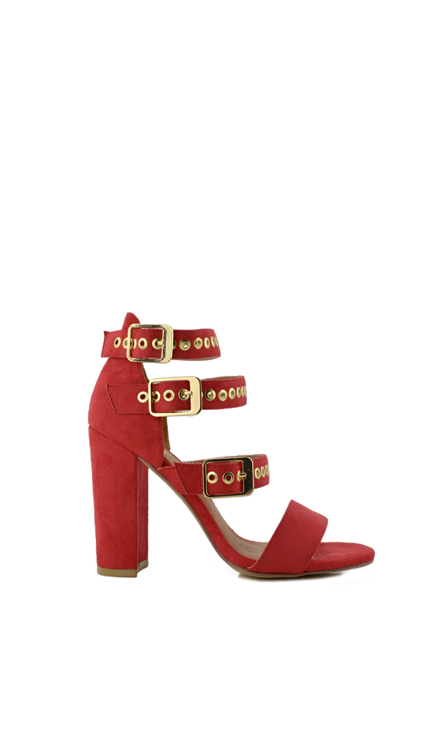 Sandalo con tacco donna con borchie rosso