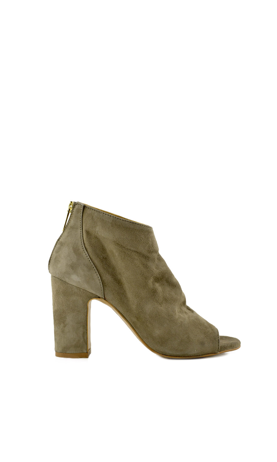 Tronchetto donna in pelle scamosciata aperto beige scuro