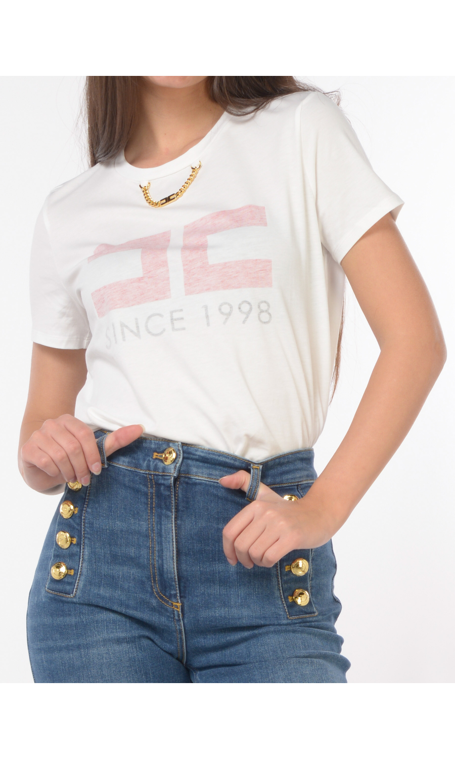 t Shirt da donna Elisabetta Franchi con logo e catena