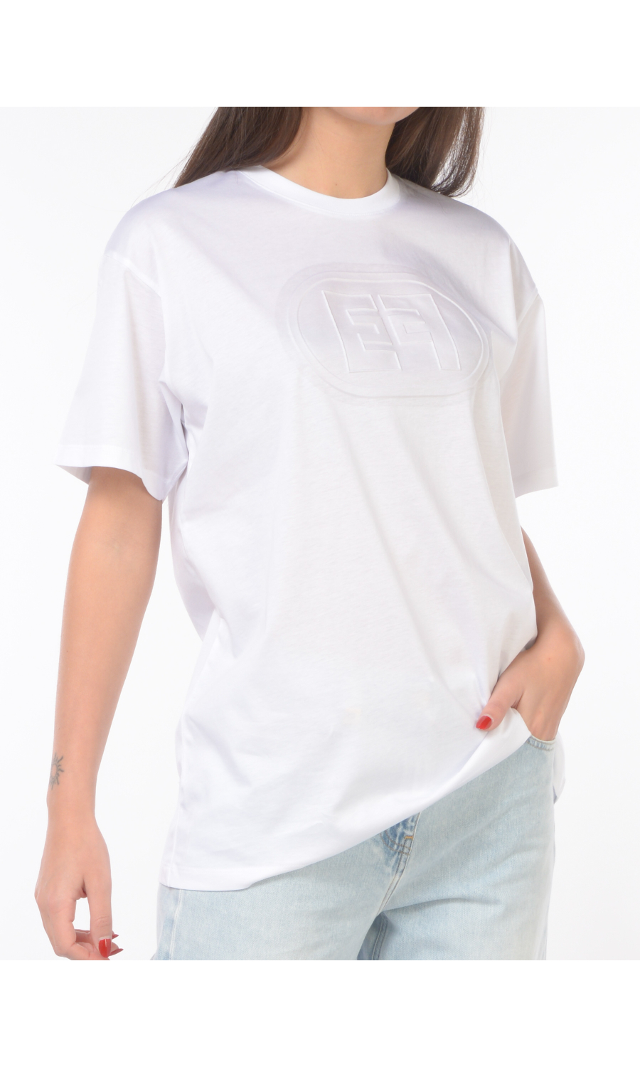 t Shirt da donna Elisabetta Franchi con logo a rilievo e manica corta