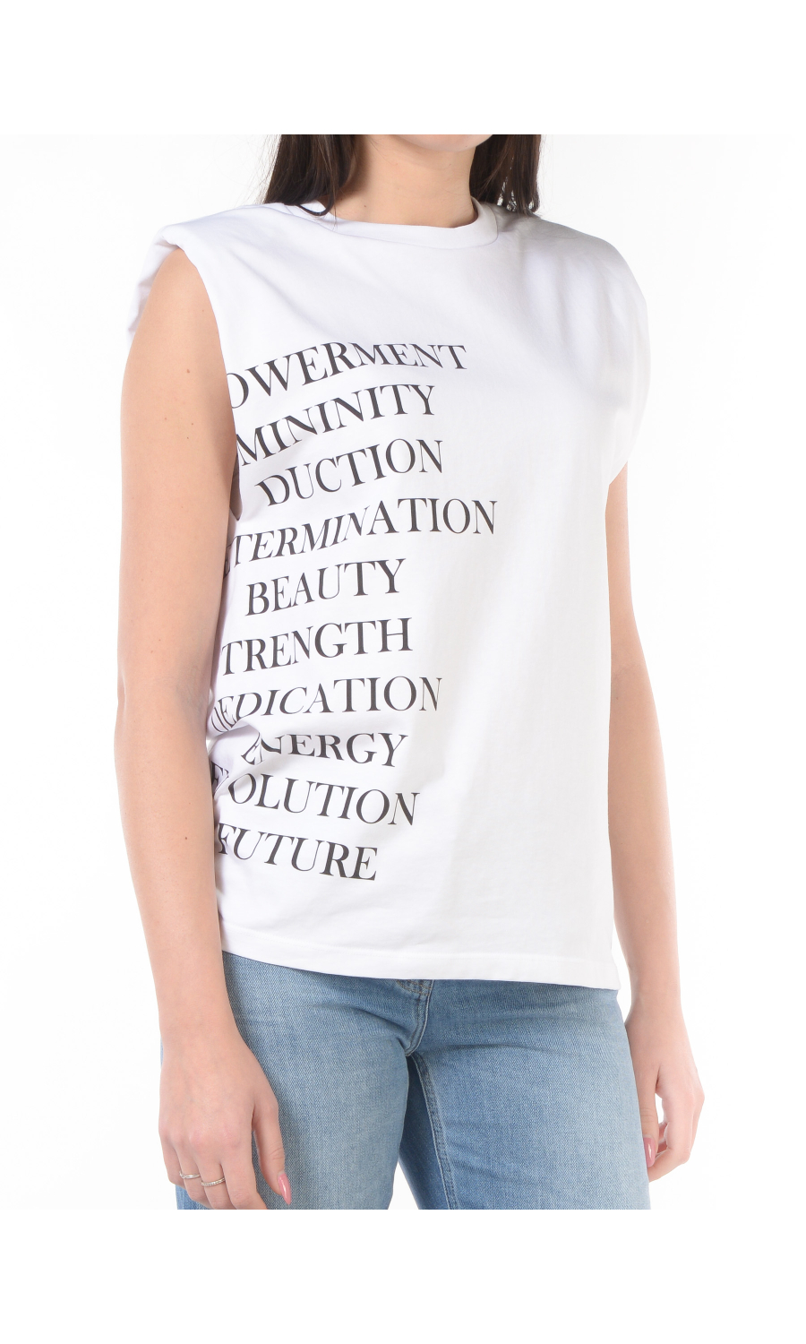 t-Shirt da donna Elisabetta Franchi con stampa lettering e spalla imbottita