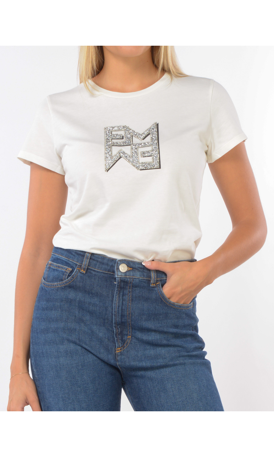 t Shirt da donna Emme By Marella a girocollo con logo di strass