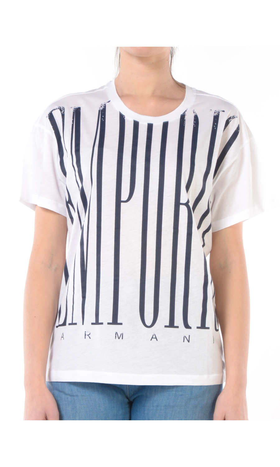 t Shirt da donna Emporio Armani a girocollo con maxi logo