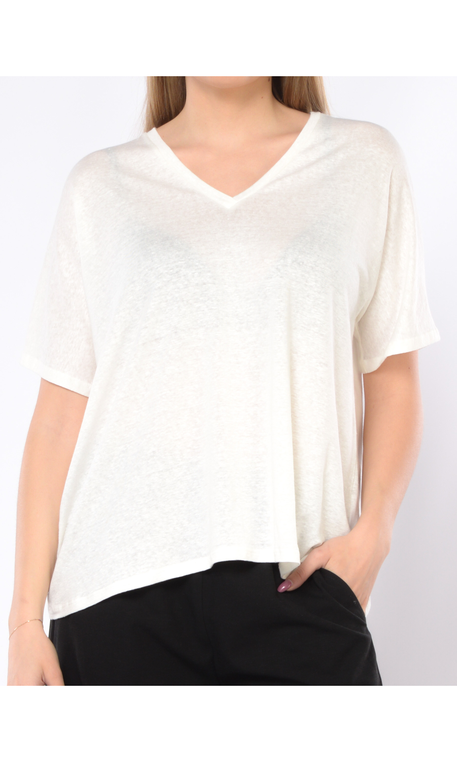 t Shirt da donna Jurere manica corta in lino e viscosa