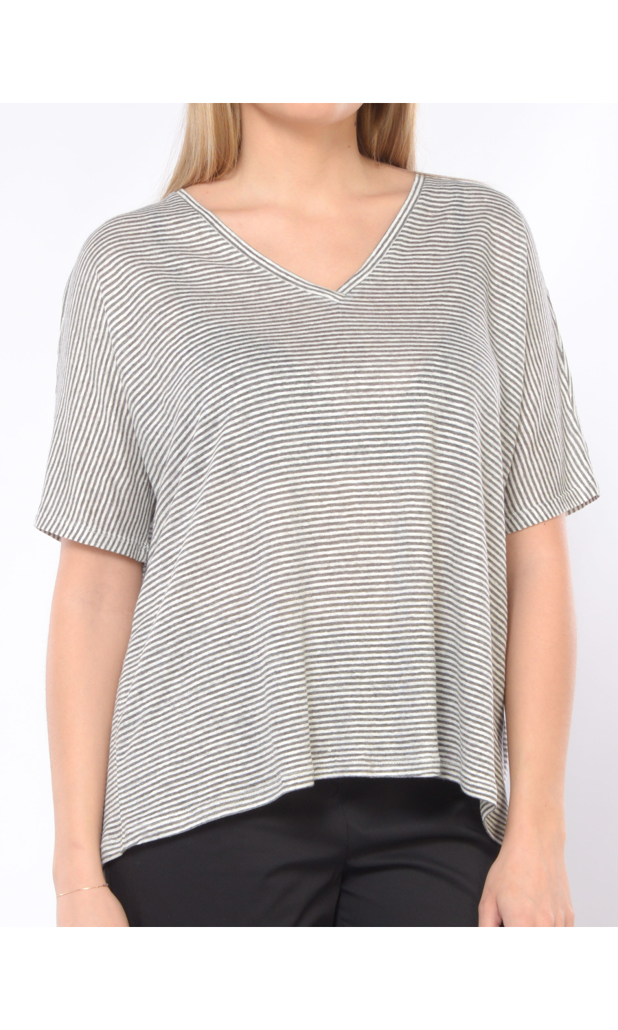 t Shirt da donna Jurere in lino e viscosa a righe