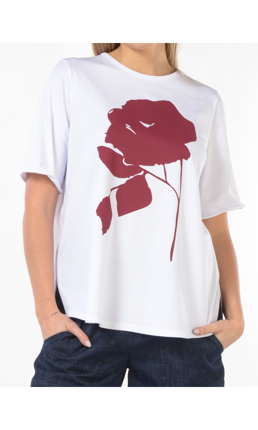 t Shirt da donna Jurere con spacchi e stampa a fiore