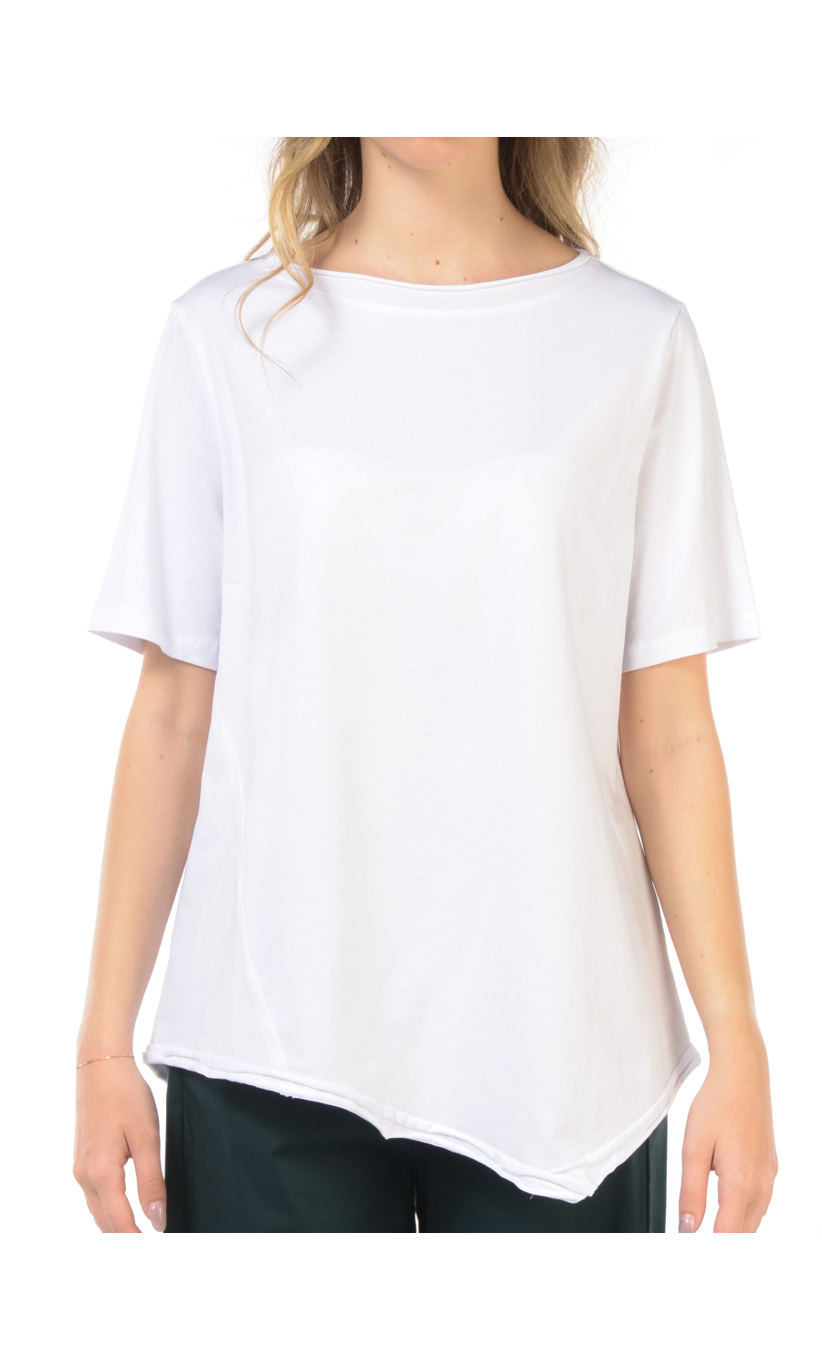t Shirt da donna Jurere asimmetrica con finiture a rullino