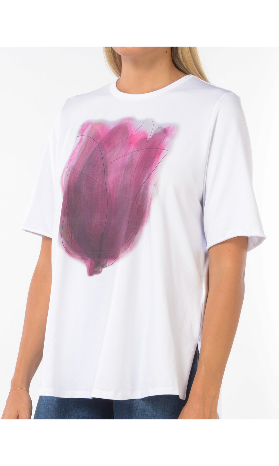 t Shirt da donna Jurere con stampa e spacchi