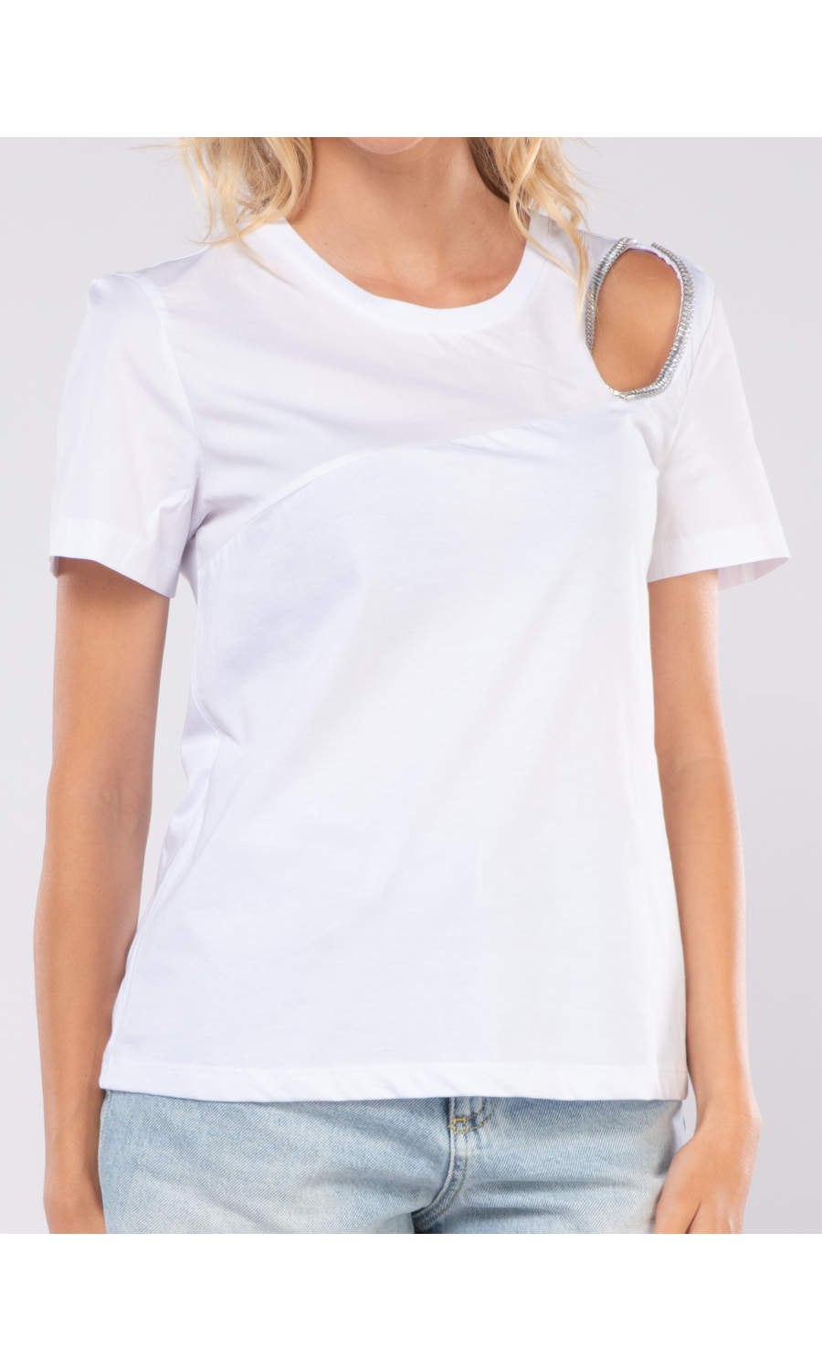 t Shirt da donna Liu Jo con cut out gioiello e inserto
