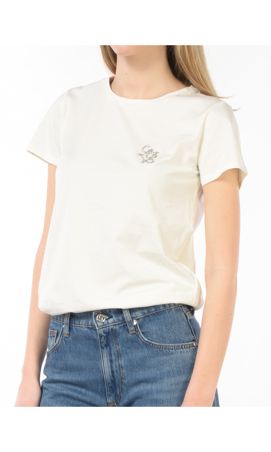 t Shirt da donna Liu Jo a girocollo con logo gioiello