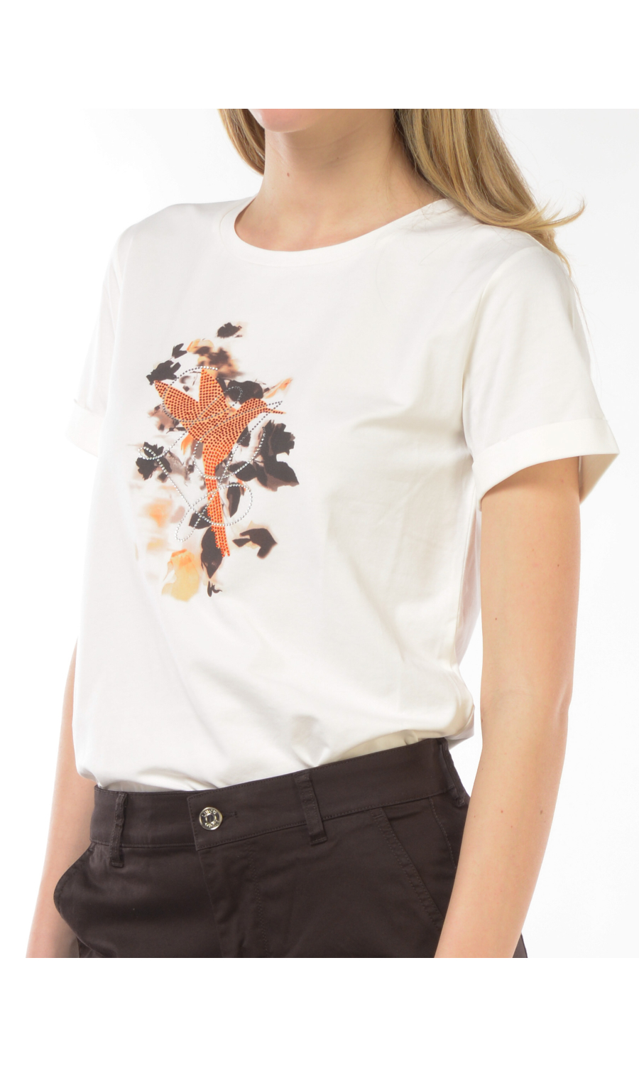 t Shirt da donna Liu Jo con stampa e logo di strass