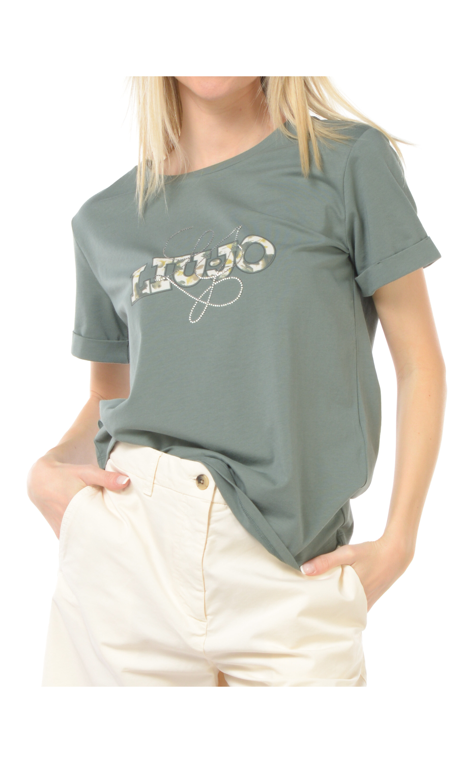 t Shirt da donna Liu Jo con stampa e logo di strass