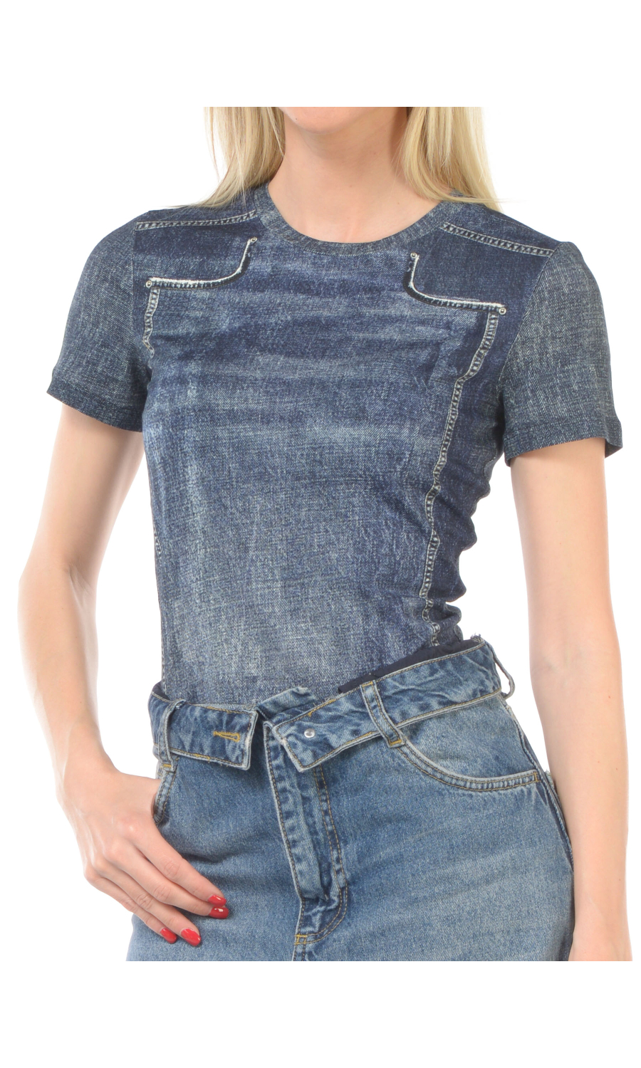 t Shirt da donna Liu Jo feat. Elodie con stampa denim