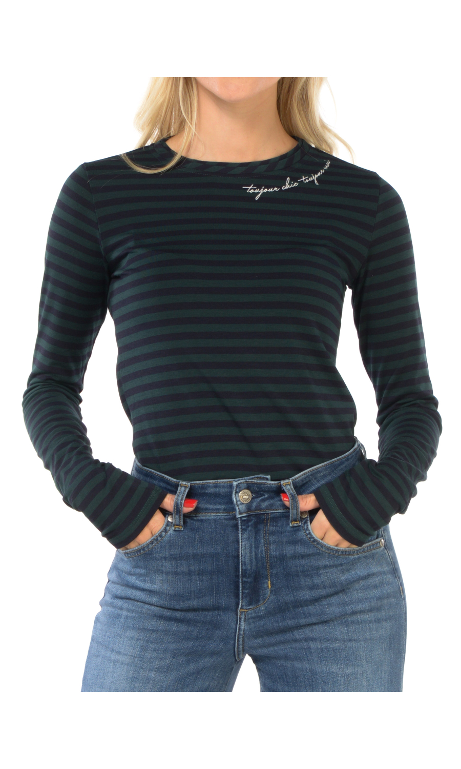 t Shirt da donna Liu Jo manica lunga a righe con ricamo