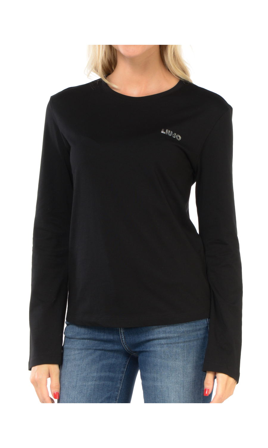 t Shirt da donna Liu Jo a manica lunga con logo di strass