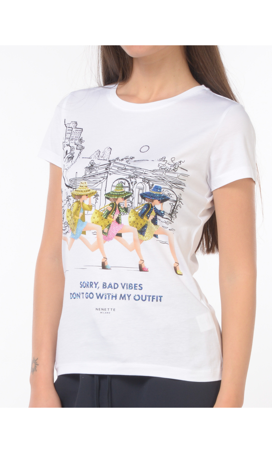 t Shirt da donna Nenette con stampa e strass