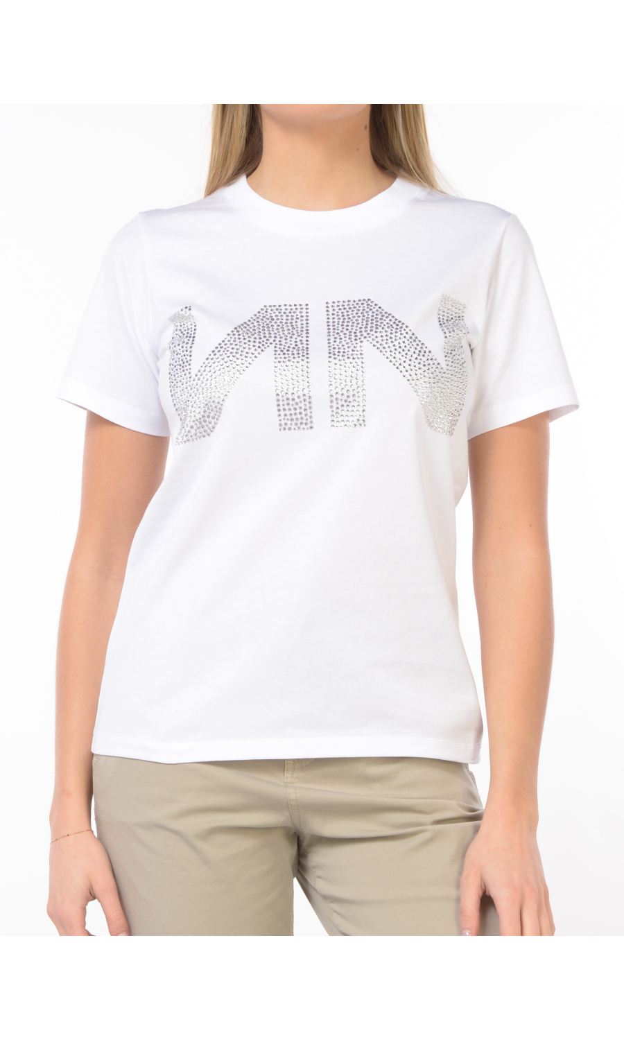 t Shirt da donna Nenette a manica corta con logo di strass