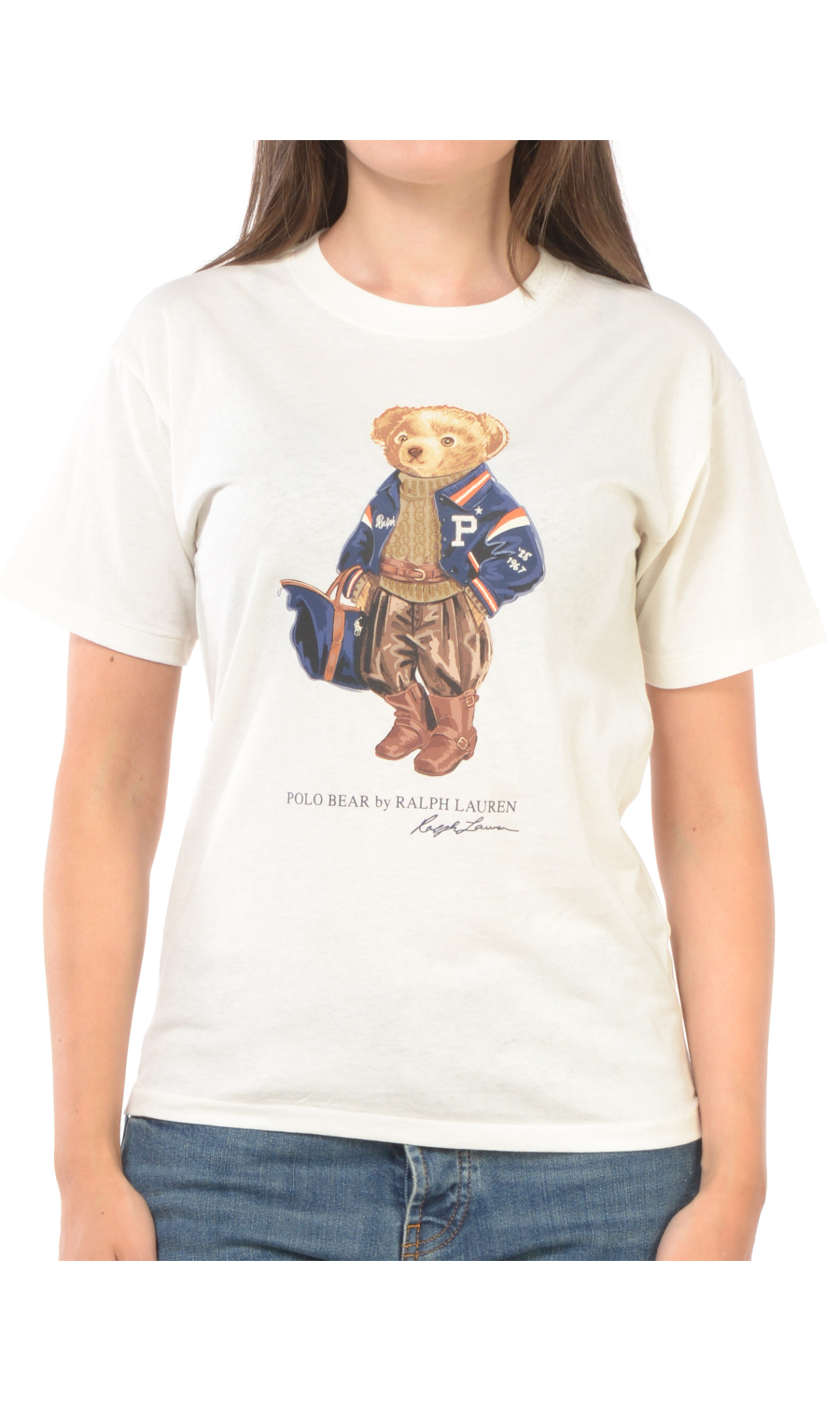 t Shirt da donna Ralph Lauren a girocollo con Polo Bear