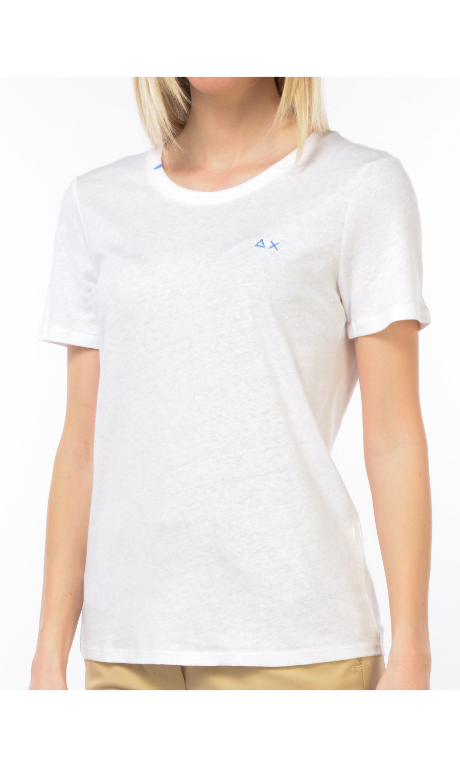 t Shirt da donna Sun68 in lino e cotone con logo