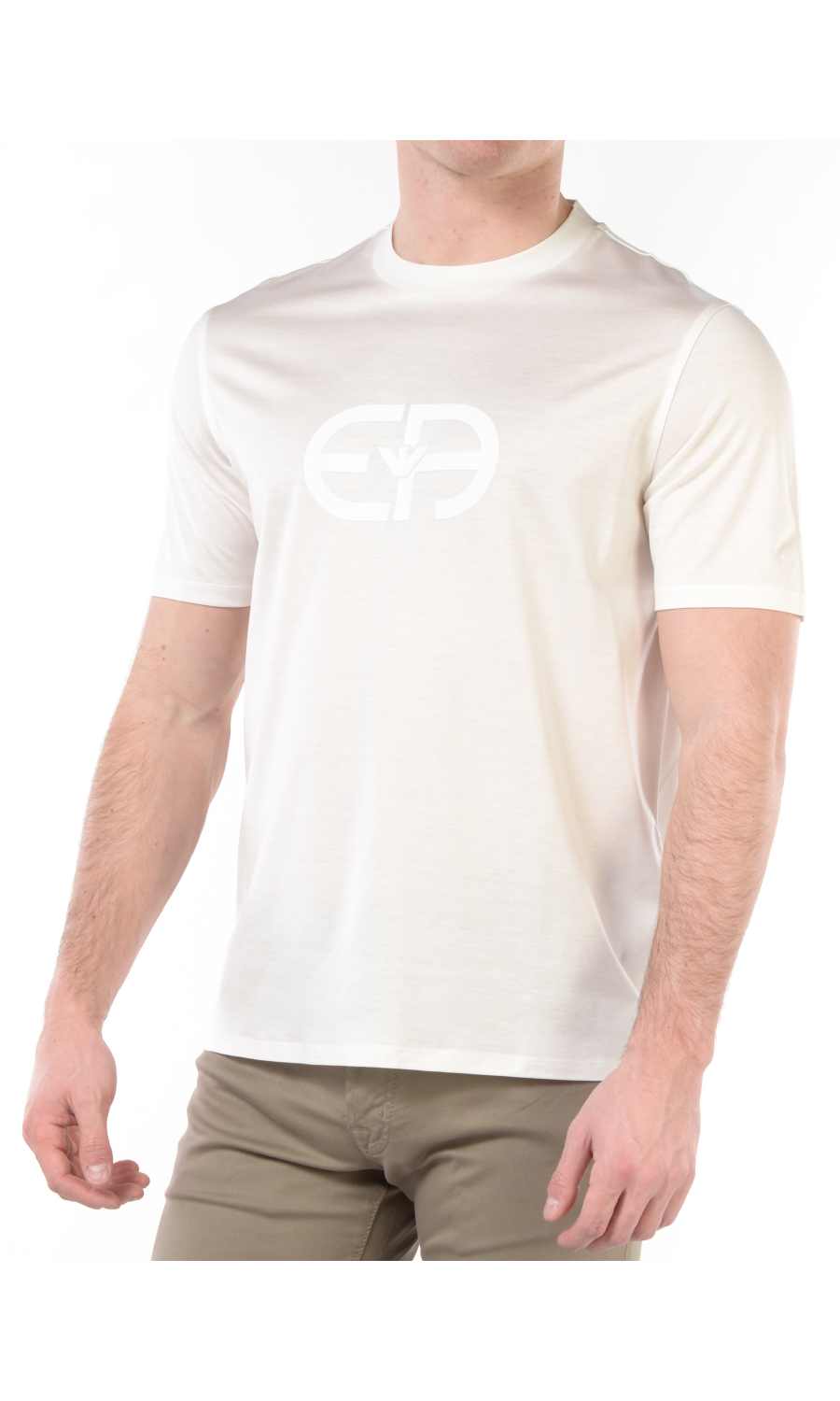 t Shirt da uomo Emporio Armani in lyocell e cotone con logo