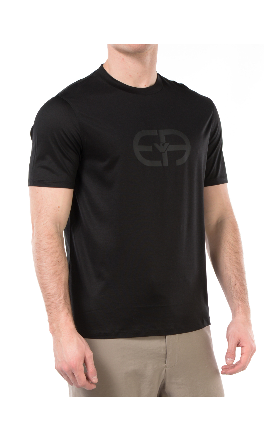 t Shirt da uomo Emporio Armani in lyocell e cotone con logo