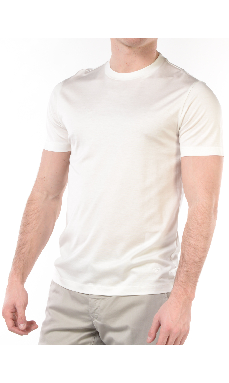 t Shirt da uomo Emporio Armani in lyocell e cotone a girocollo