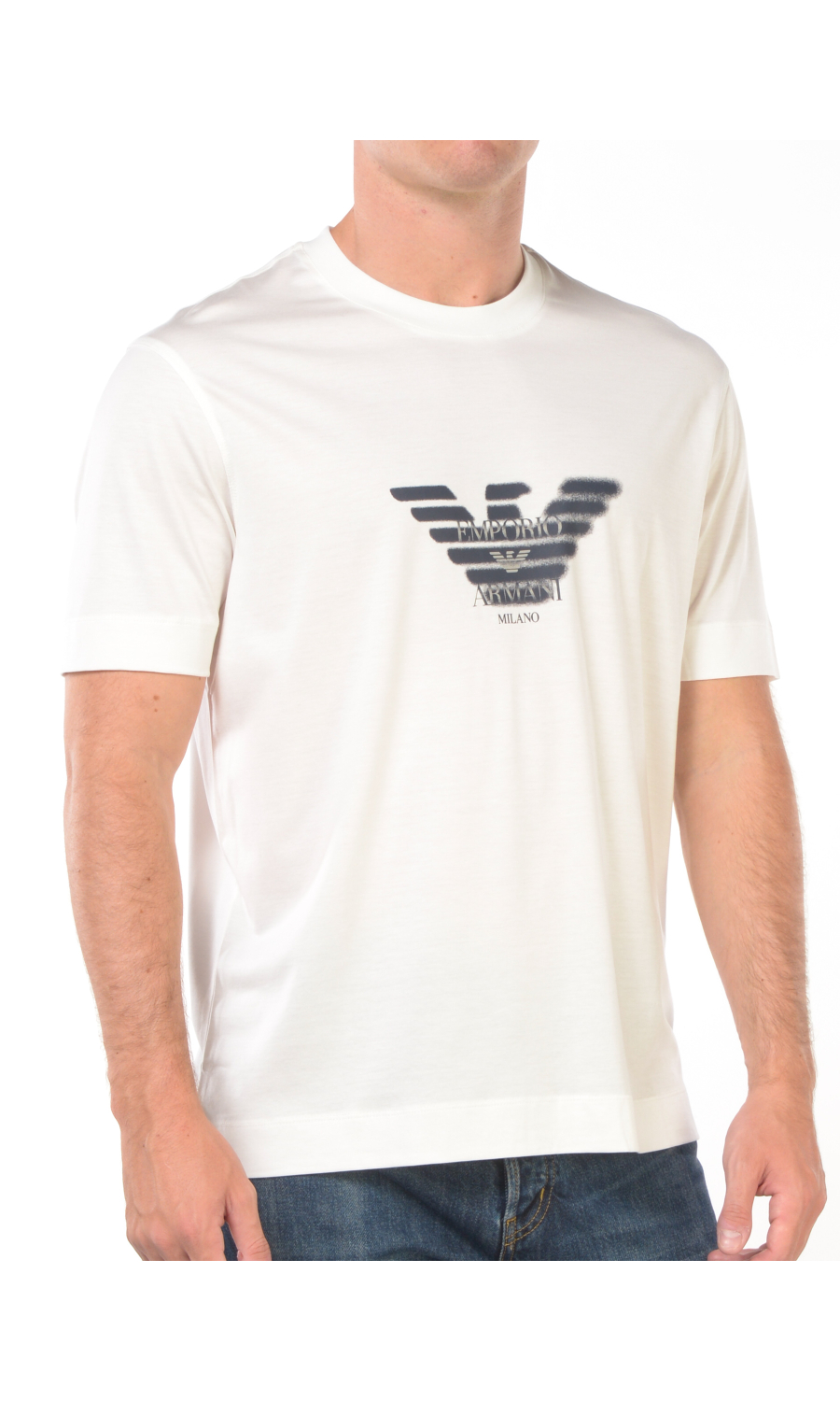 t Shirt da uomo Emporio Armani in lyocell e cotone con logo