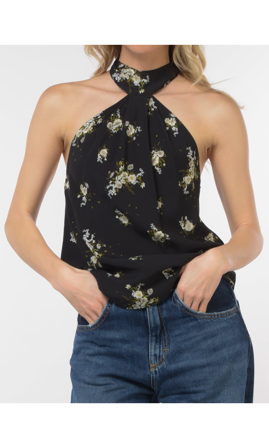 top da donna Aniye By a fiori con scollo all'americana