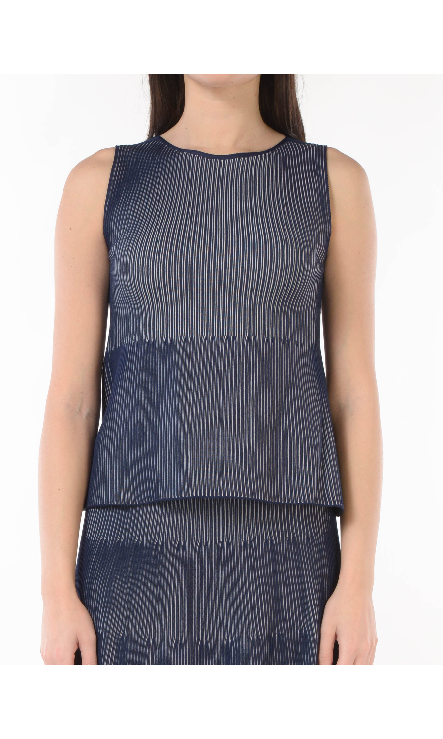 top da donna Emporio Armani in maglia effetto riga