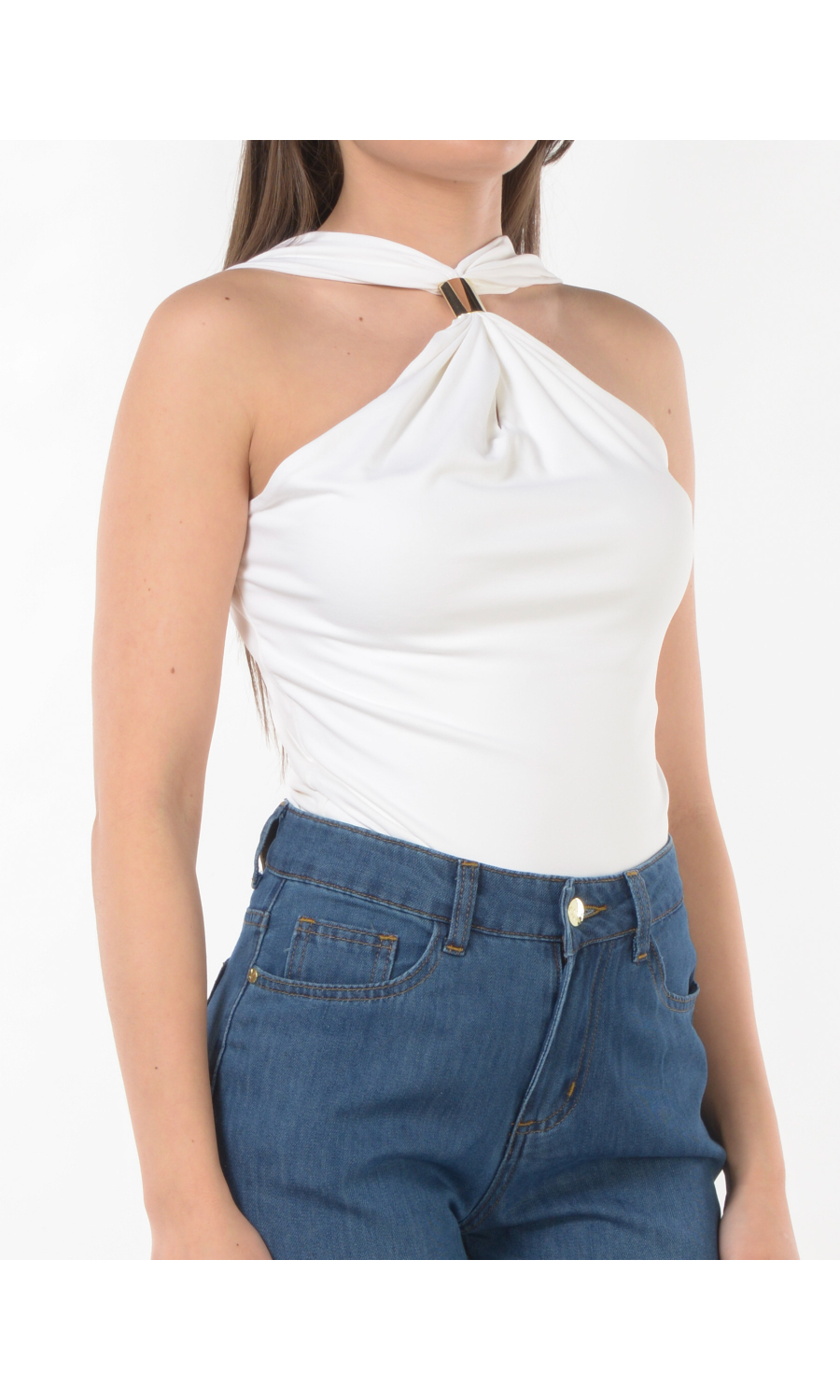 top da donna Kaos con incrocio e applicazione gioiello