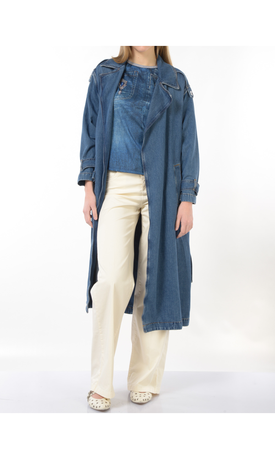 trench da donna Liu Jo in denim con cintura