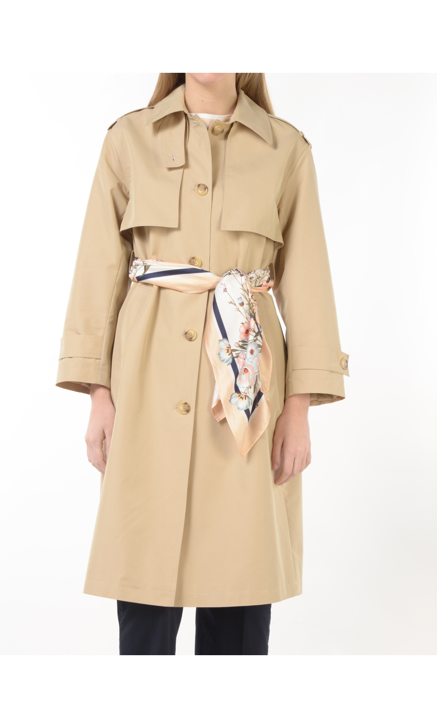trench da donna Liu Jo a monopetto con cintura e foulard
