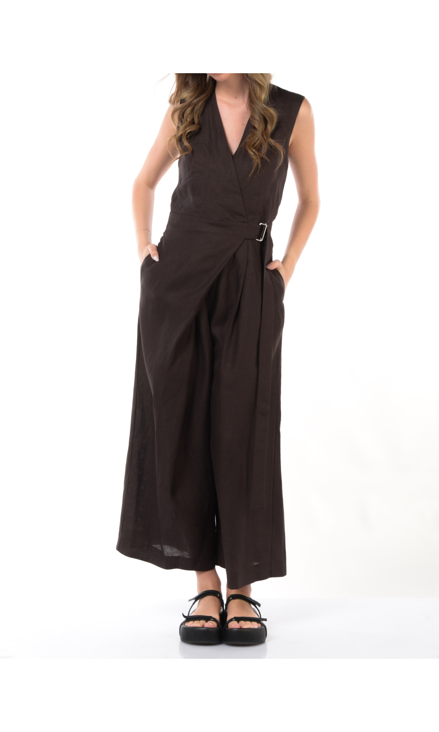 tuta Pantalone da donna Meimeij in lino con pannello