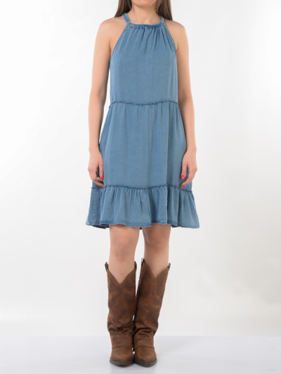 abito corto da donna Lee® effetto denim con balza
