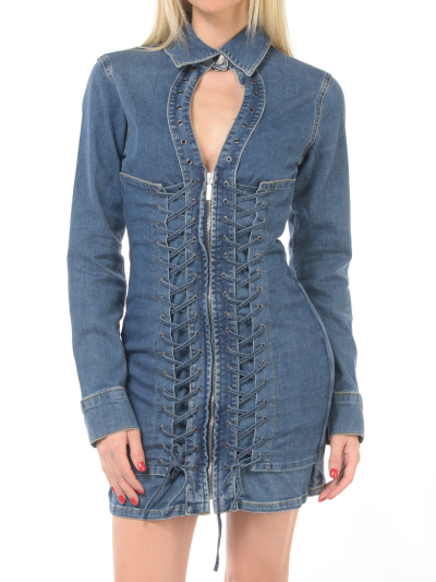 abito corto da donna Liu Jo feat. Elodie in denim con intrecci