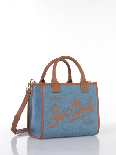 borsa da donna Mc2 Saint Barth effetto denim con dettagli in vera pelle